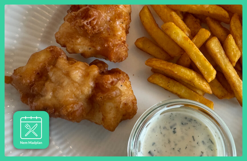 Fish and chips med tartarsauce