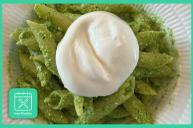 pasta med pesto og burrata