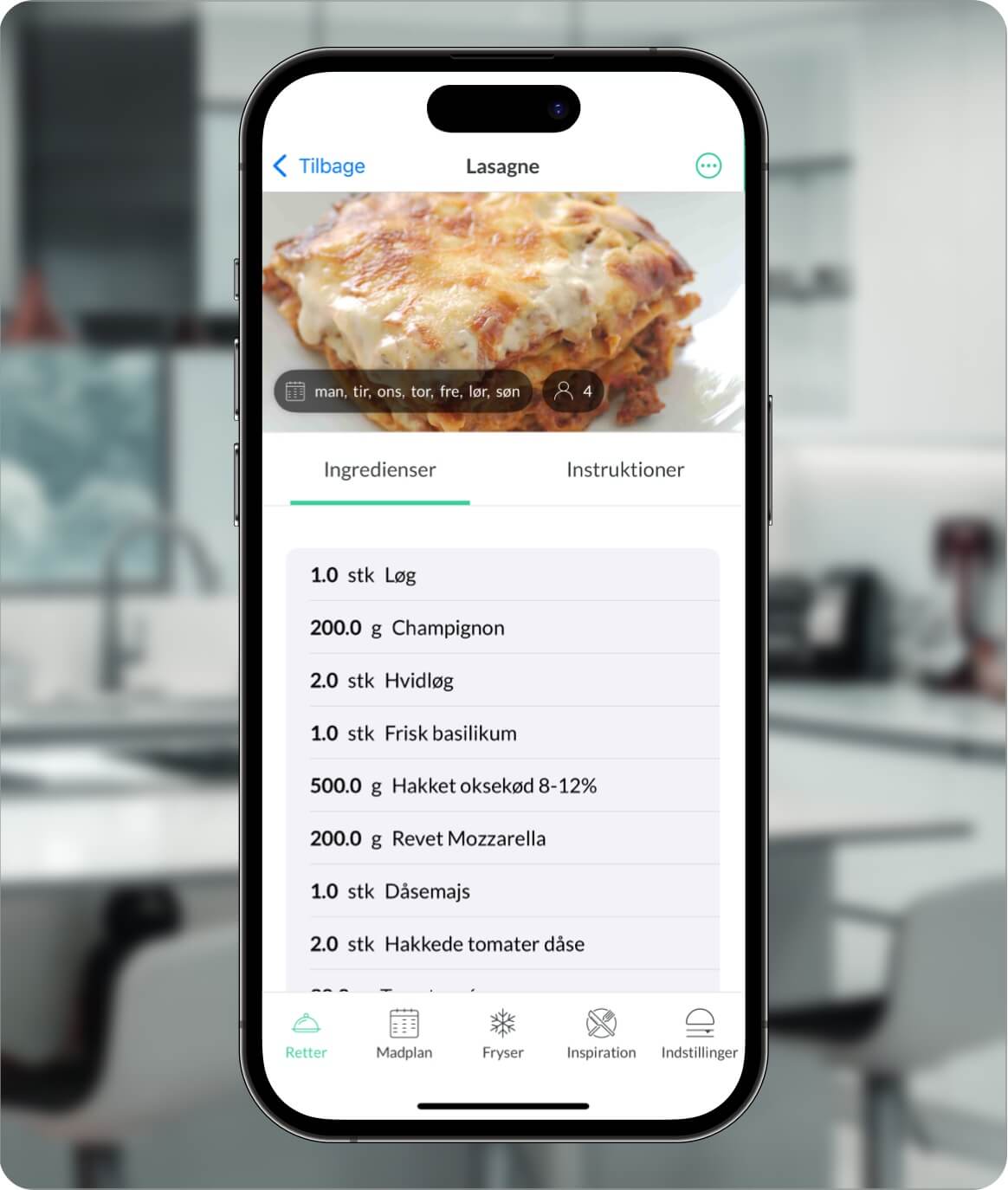Med Nem Madplan-appen kan du nemt oprette alle dine yndlingsretter. Du kan f.eks. også indtaste en rets ingredienser, som du kan eksportere til din indkøbsliste.