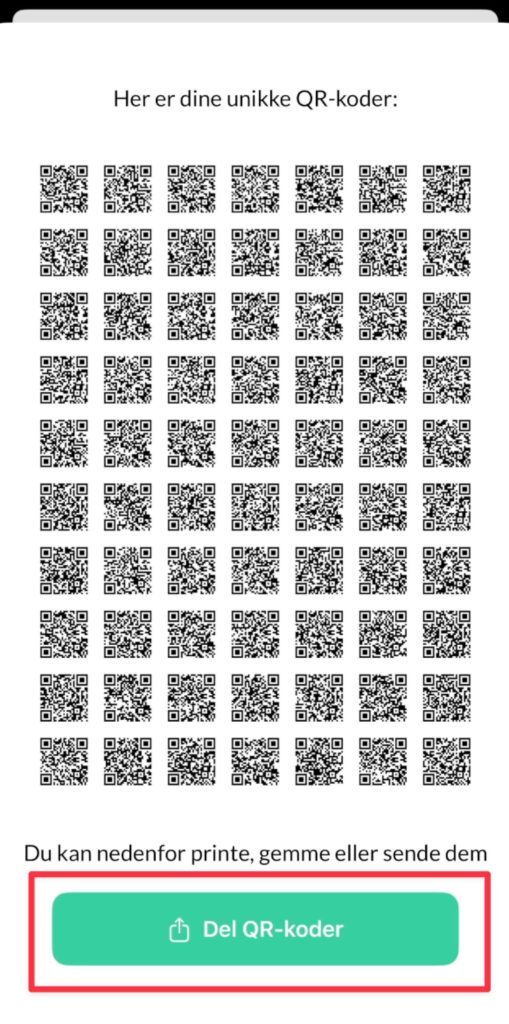 Generering af QR-koder til fryser i Nem Madplan-appen