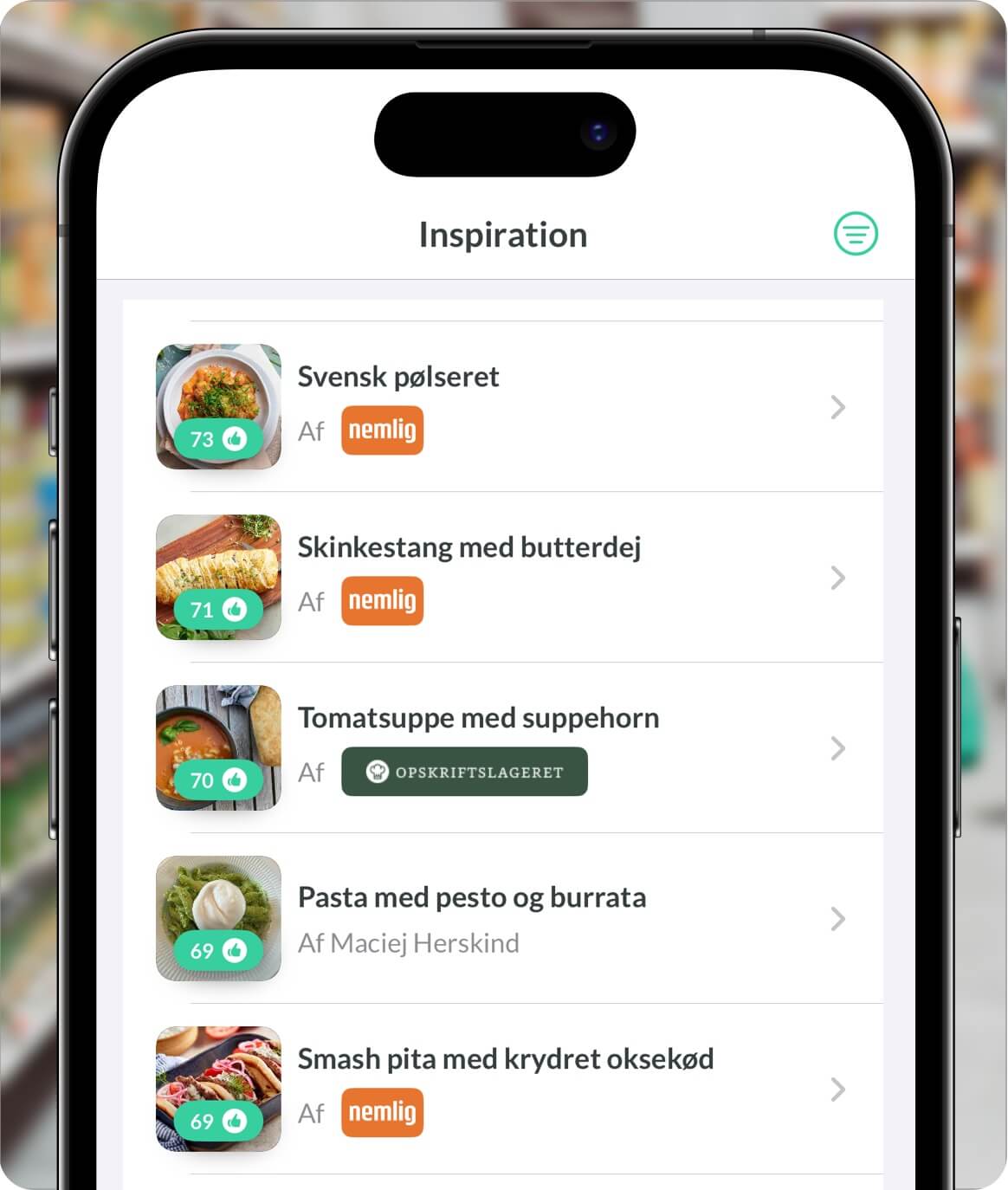 Opskriftsinspiration fra andre brugere i Nem Madplan opskriftsapp.